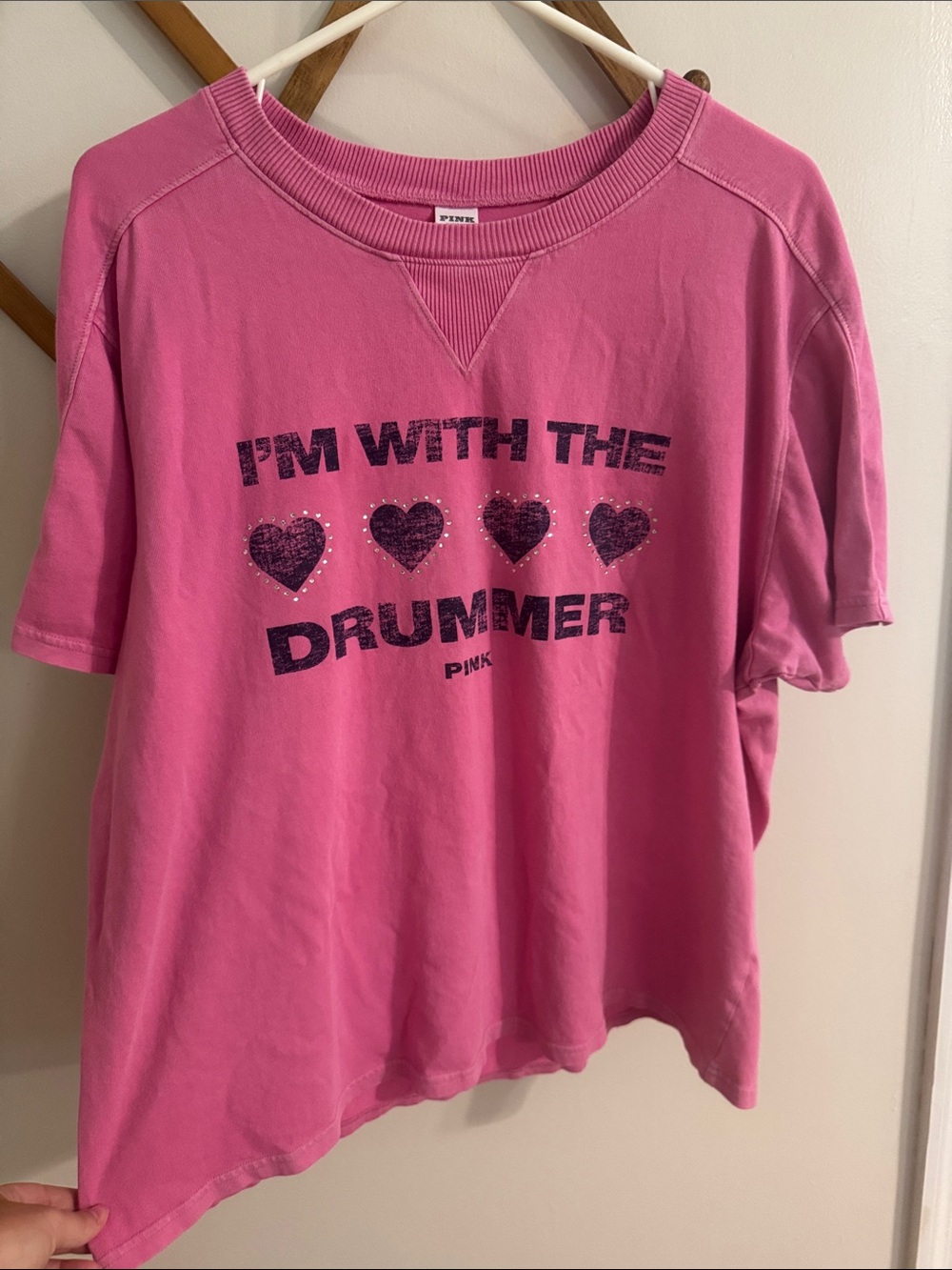 PINK Victoria's Secret Y2K 'I'm With The Drummer' Graphic Tee